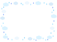 雨粒と雲の囲みフレーム飾り枠イラスト