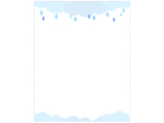 雨と雲の水色点線縦長フレーム飾り枠イラスト