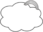 虹と雲の白黒もこもこフレーム飾り枠イラスト