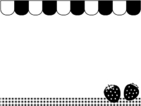 いちごとお店風（白黒）の上下フレーム飾り枠イラスト