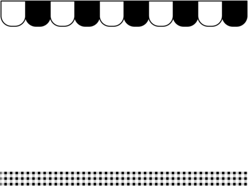 お店風(白黒)の上下フレーム飾り枠イラスト