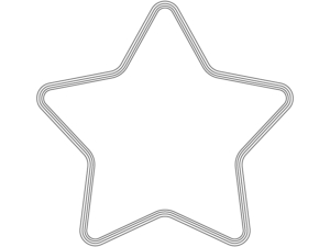 星の形の三重線の白黒フレーム飾り枠イラスト