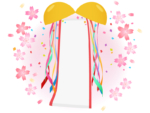 桜とくす玉のフレーム飾り枠イラスト