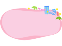 七夕飾りのいびつなピンク色横長フレーム飾り枠イラスト