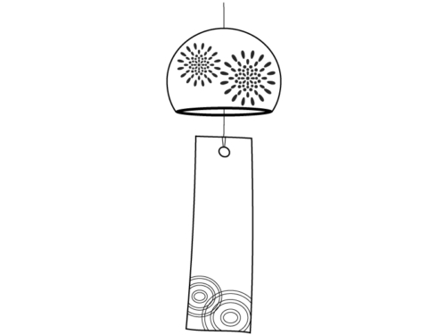 風鈴の白黒フレーム飾り枠イラスト