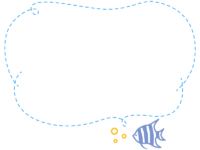 熱帯魚の水色点線手書き風フレーム飾り枠イラスト
