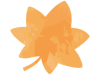 黄色く色づいた紅葉（もみじ）の形のフレーム飾り枠イラスト