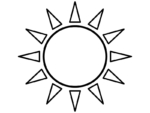 太陽の形の白黒フレーム飾り枠イラスト