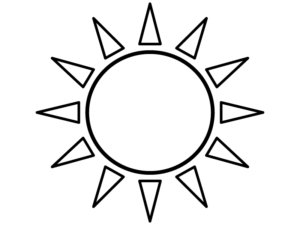 太陽の形の白黒フレーム飾り枠イラスト