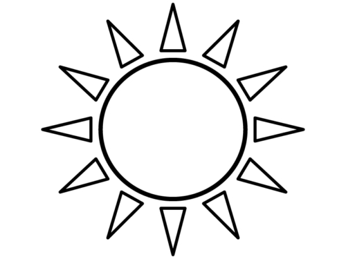 太陽の形の白黒フレーム飾り枠イラスト