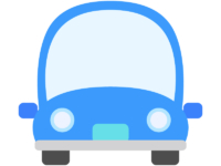 青い車の正面のフレーム飾り枠イラスト