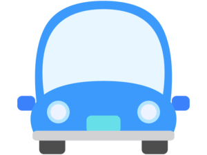 青い車の正面のフレーム飾り枠イラスト