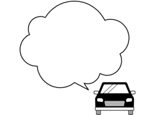 正面の車の白黒吹き出しフレーム飾り枠イラスト