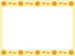 みかんと房の黄色いドット柄のフレーム飾り枠イラスト