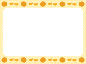 みかんと房の黄色いドット柄のフレーム飾り枠イラスト