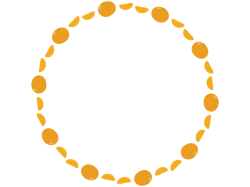 みかんと房の円形フレーム飾り枠イラスト