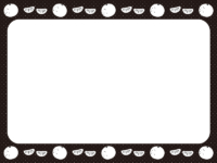 みかんと房の白黒ドット柄のフレーム飾り枠イラスト