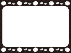 みかんと房の白黒ドット柄のフレーム飾り枠イラスト