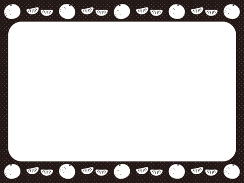 みかんと房の白黒ドット柄のフレーム飾り枠イラスト