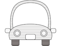 車の正面の白黒フレーム飾り枠イラスト