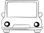 車の正面の鉛筆風白黒フレーム飾り枠イラスト