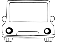 車の正面の鉛筆風白黒フレーム飾り枠イラスト