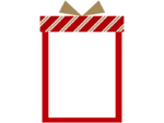 赤いプレゼント箱の形のクリスマスフレーム飾り枠イラスト