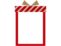 赤いプレゼント箱の形のクリスマスフレーム飾り枠イラスト