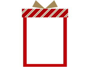 赤いプレゼント箱の形のクリスマスフレーム飾り枠イラスト