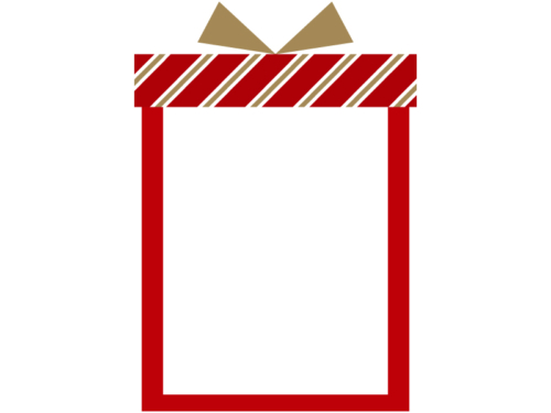 赤いプレゼント箱の形のクリスマスフレーム飾り枠イラスト