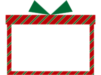 赤斜線のプレゼント箱の形のクリスマスフレーム飾り枠イラスト