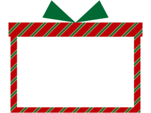 赤斜線のプレゼント箱の形のクリスマスフレーム飾り枠イラスト