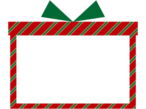 赤斜線のプレゼント箱の形のクリスマスフレーム飾り枠イラスト