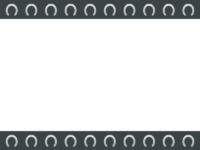 馬蹄のダークグレーの上下フレーム飾り枠イラスト