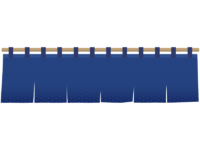 紺色の和柄暖簾（のれん）の横長フレーム飾り枠イラスト