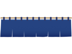 紺色の和柄暖簾（のれん）の横長フレーム飾り枠イラスト