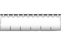 市松模様の暖簾（のれん）の白黒横長フレーム飾り枠イラスト