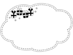 プレゼント箱の白黒もこもこフレーム飾り枠イラスト