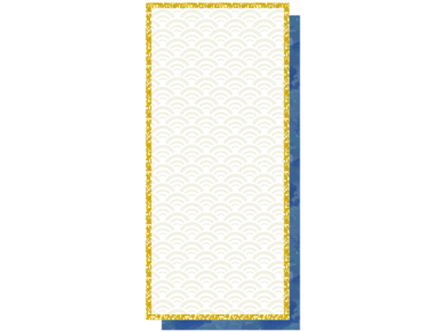 金縁の青海波柄の縦長フレーム飾り枠イラスト