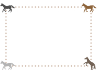 四隅の馬のシルエットの点線フレーム飾り枠イラスト
