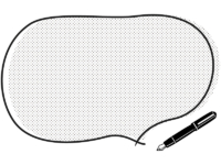 万年筆の白黒ドット柄吹き出しフレーム飾り枠イラスト