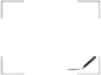 万年筆とシンプルな四隅の白黒フレーム飾り枠イラスト